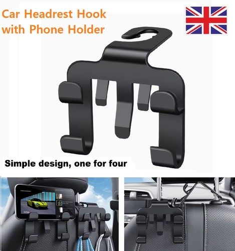 Car headrest hook - headrest, phone